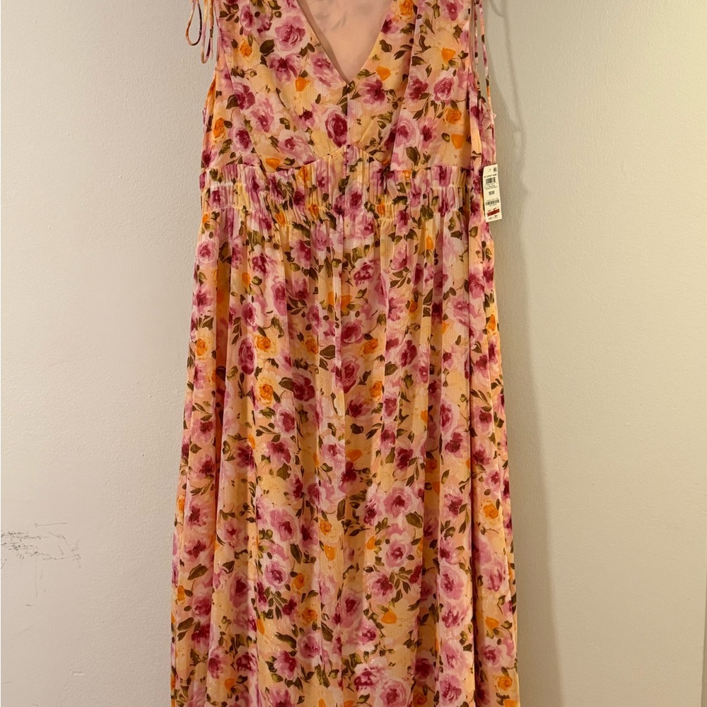 INC Floral V-Neck Maxi Dress size 16W